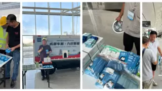 无人物流车助力车展搭建 防暑关怀与科技应用并重