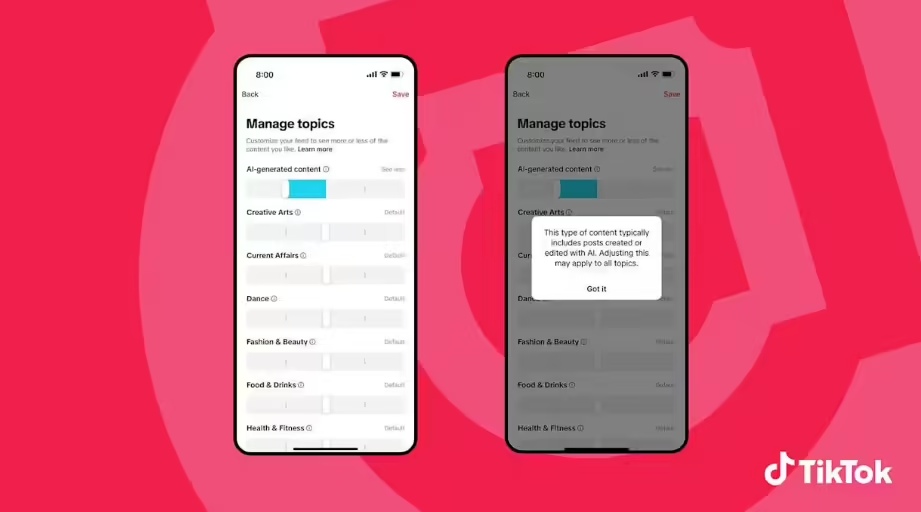 TikTok 将开放用户设置，减少短视频信息流中的 AI 内容