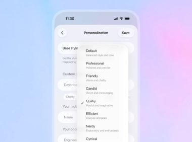 OpenAI发布GPT-5.1模型支持个性化聊天风格调节